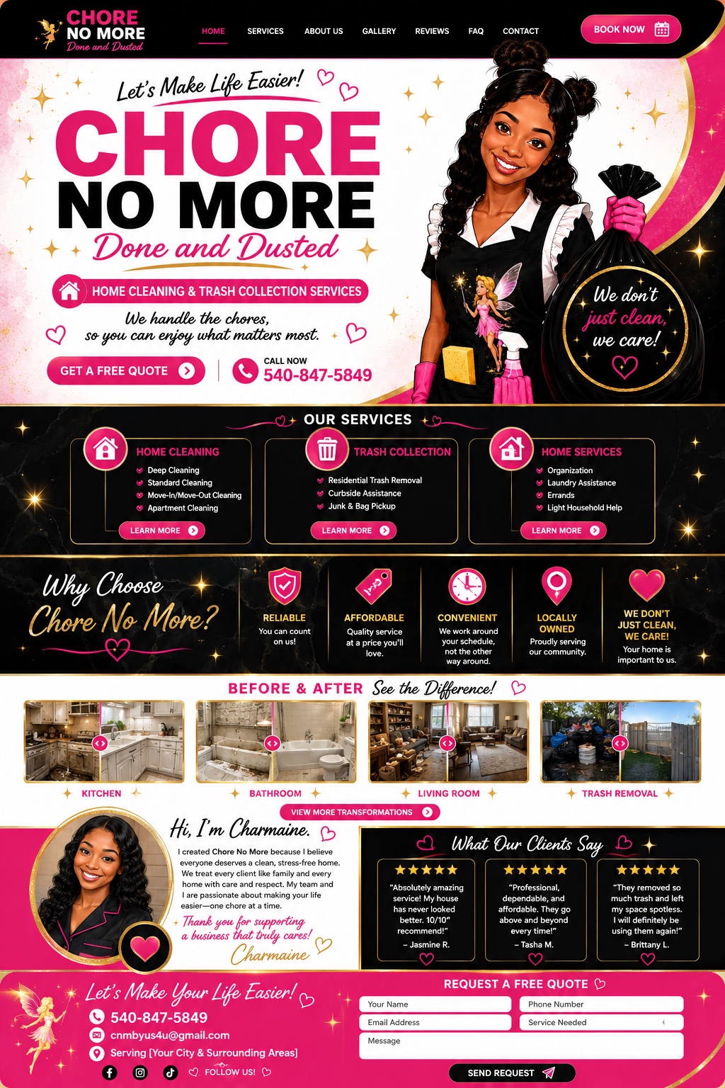Chore No More Done and Dusted website design